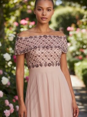 marina beaded lace dress Lady Black Tie - Marina Gown - Beaded Fit & Flare Gown
